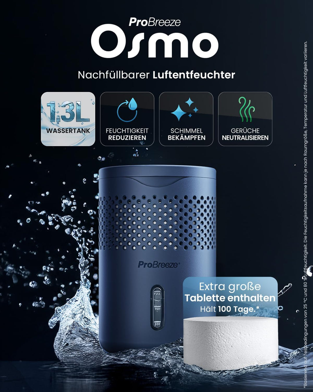 Pro Breeze Osmo Luftentfeuchter – Geräuschlos & Nachfüllbar - Raumentfeuchter für Zuhause, Schlafzim