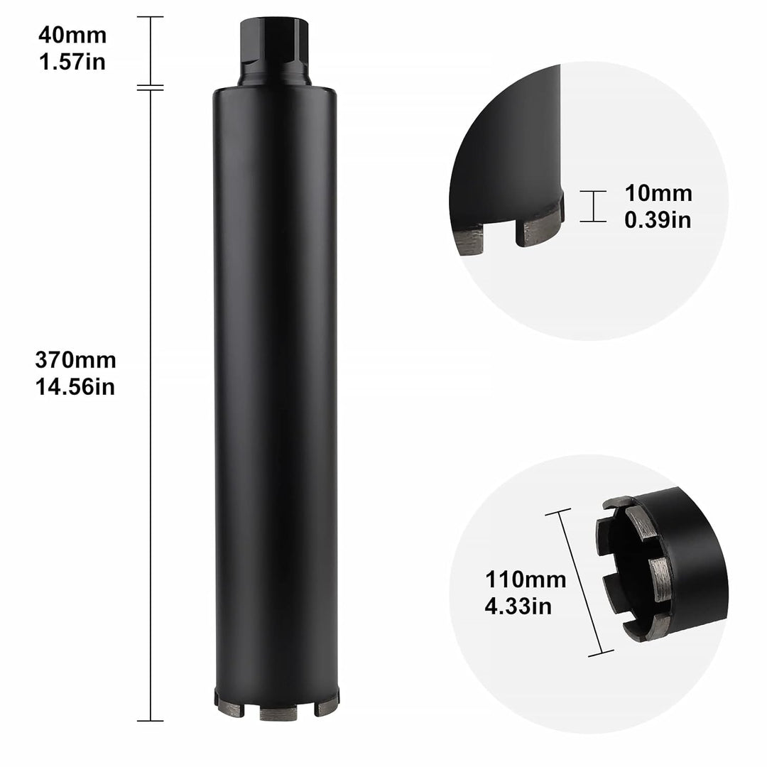 CPROSP 1¼" UNC Diamantbohrkrone mit SDS PLUS Adapter, Kernbohrkrone DM 110mm, L 420mm, Kernbohrer fü