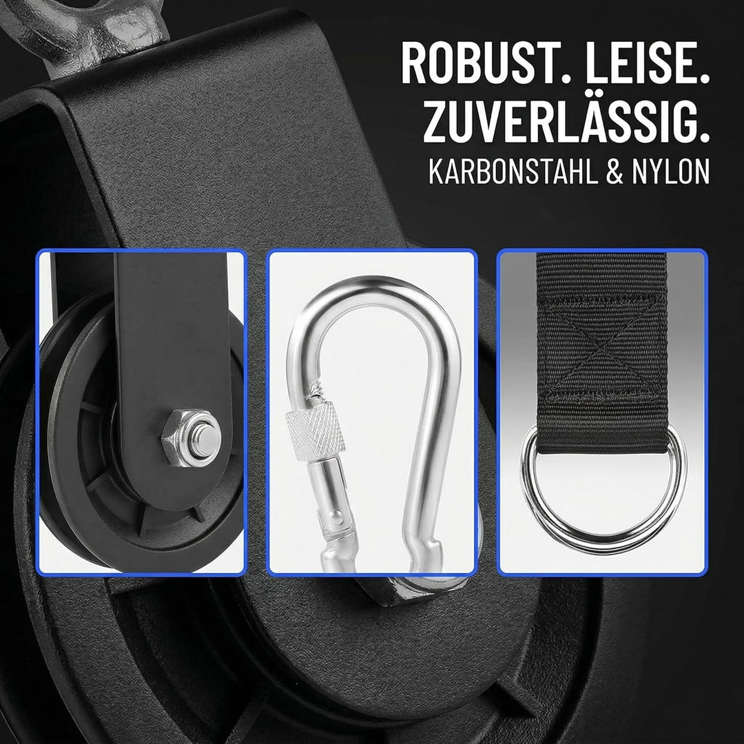 2Set Umlenkrolle für Seile 90mm, 360° Schwenkbar Seilrolle mit Silent-Lager, Schwerlast Riemenscheib