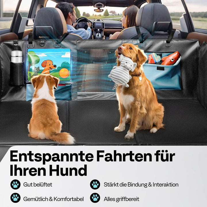 Hundedecke für Auto Rückbank Hundesitzbezug mit Harter Unterseite inkl. Seitenschutz und Sichtfenste