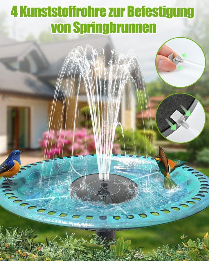 Solar Springbrunnen für Aussen, Solar Teichpumpe mit 6 Effekte Solar Wasserpumpe Solar schwimmender