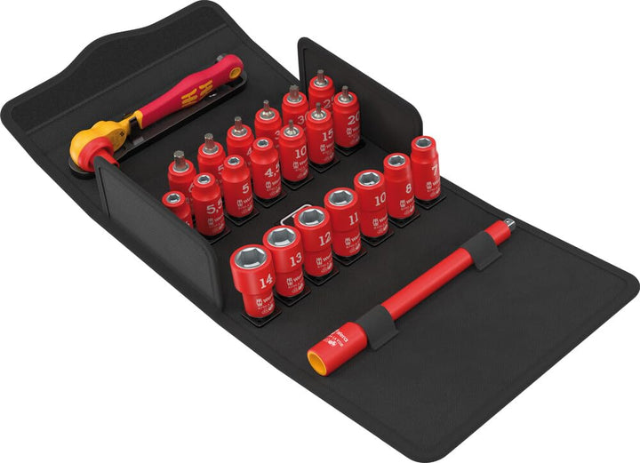 Wera 05004967001 8100 SA VDE 1 Zyklop Knarrensatz, isoliert, Umschalthebel, 1/4"-Antrieb, metrisch,