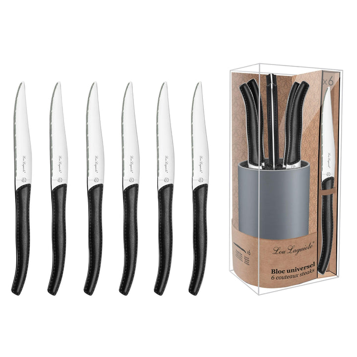Amefa Steakmesser Set SKY LAG 6-teilig Schwarz 13/0 Klingenstahl hochglanzpoliert Kunststoffgriff in