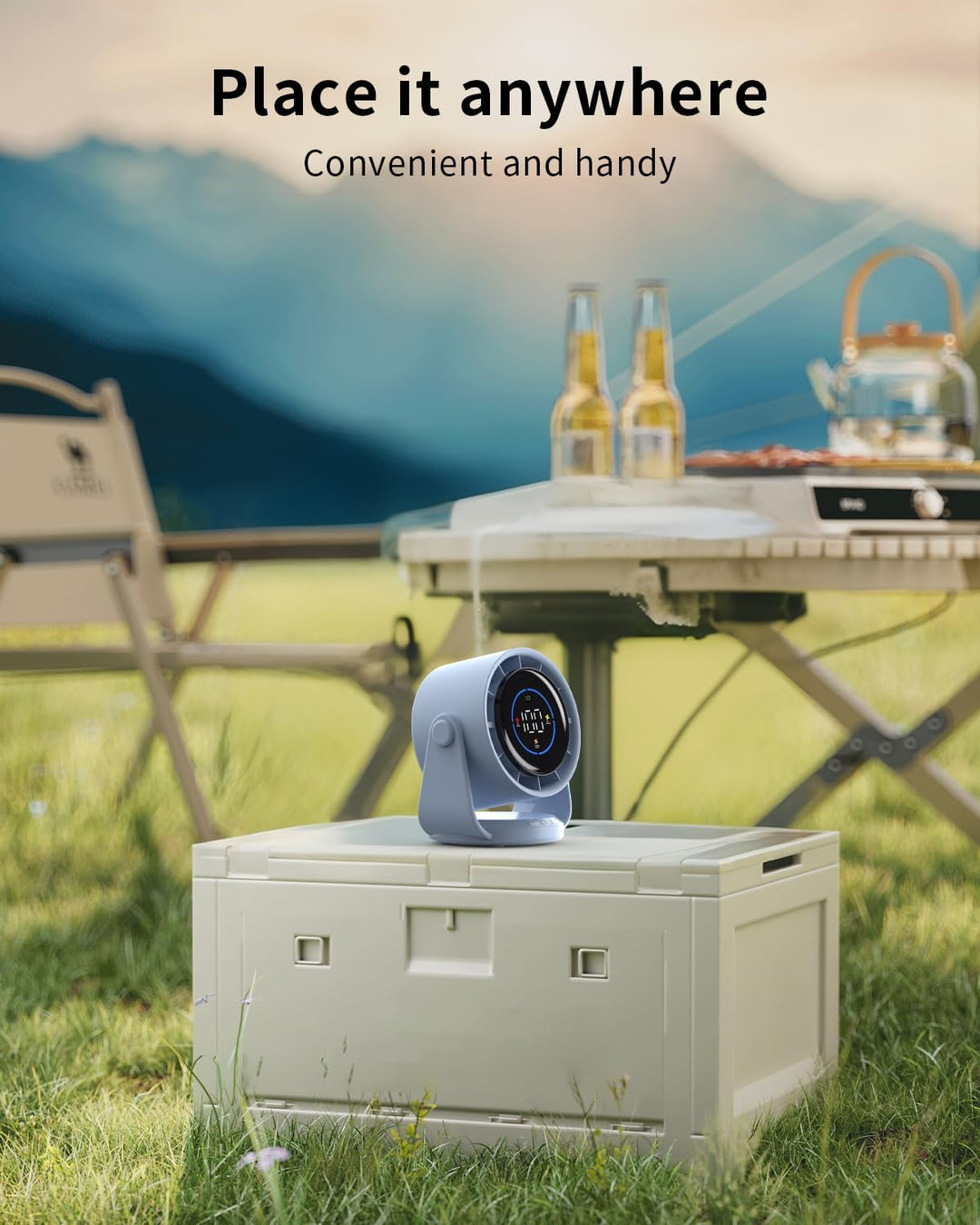 Tischventilator, USB Ventilator mit 100 Geschwindigkeitsstufen 105° Schwenkfunktion LED Display mit