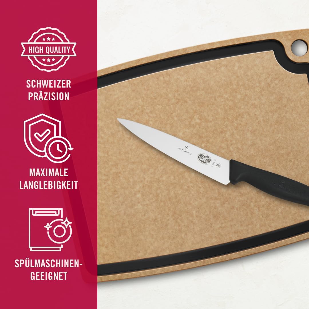 Victorinox Fibrox Kochmesser, Breites Universalmesser für Obst und Gemüse, 15 cm, Gerade Klinge, Sch