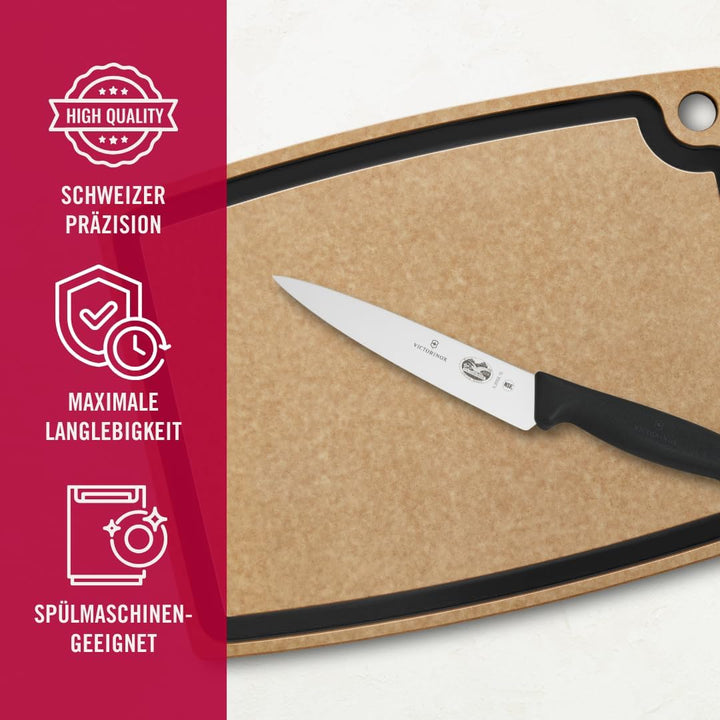 Victorinox Fibrox Kochmesser, Breites Universalmesser für Obst und Gemüse, 15 cm, Gerade Klinge, Sch