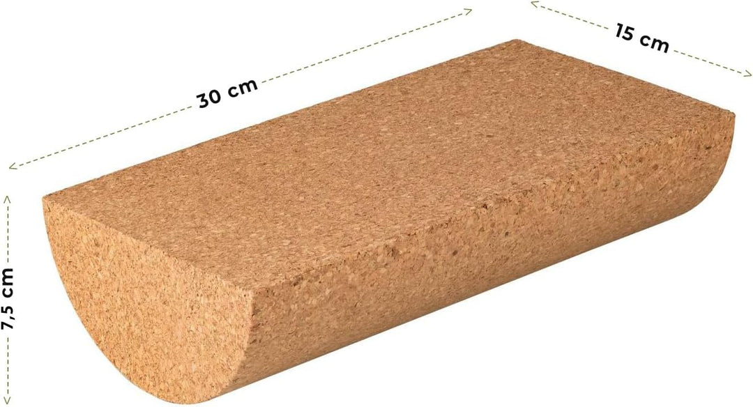Halbe Balanceboard-Rolle aus Kork | halbe Kork-Rolle | Rolle für Gleichgewichtsbretter | 30x15x7,5cm