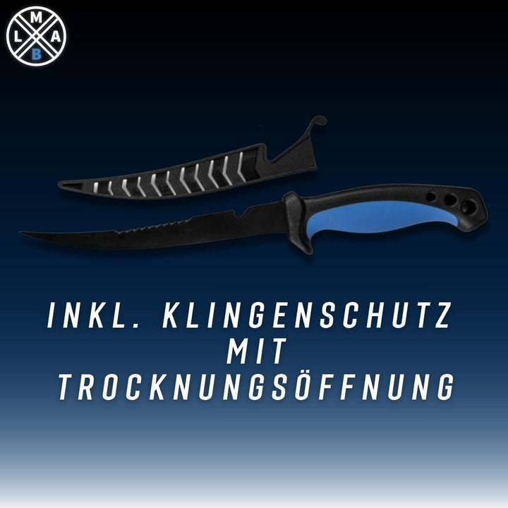 LMAB Filetiermesser Set - Filetier-Set aus Messer, Messer-Schärfer und Filetier-Handschuh