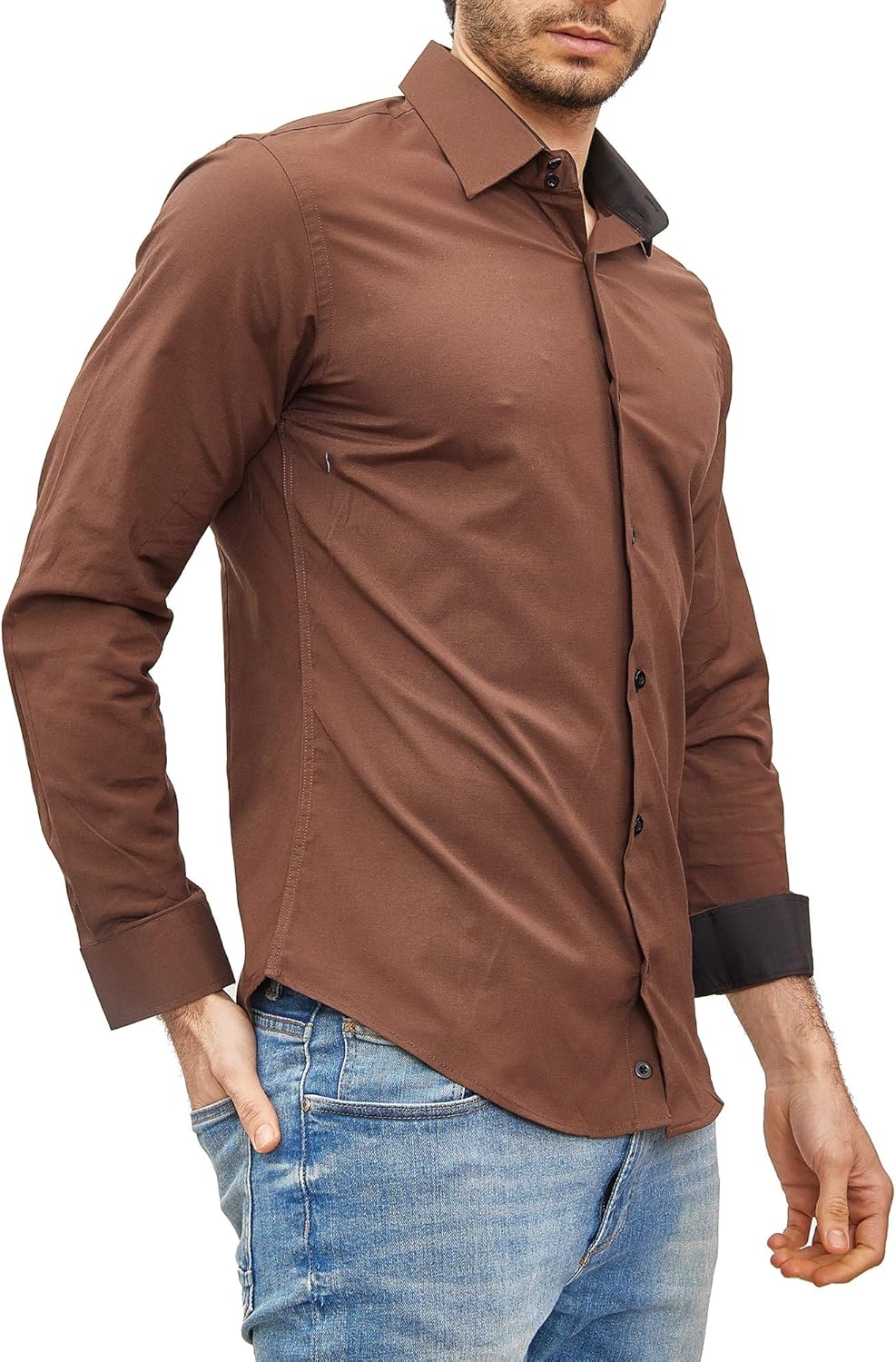 Subliminal Mode Herren Klassisches Hemd S Braun, S Braun