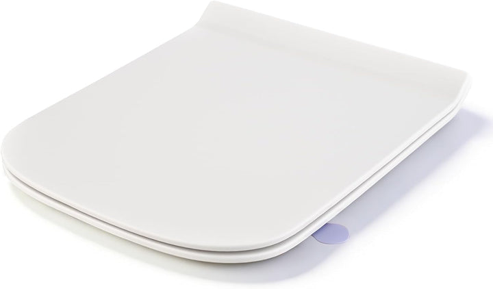 Toilettendeckel mit Absenkautomatik Eckig Form, Slim Klodeckel Duroplast, WC-Sitz mit Schnellverschl