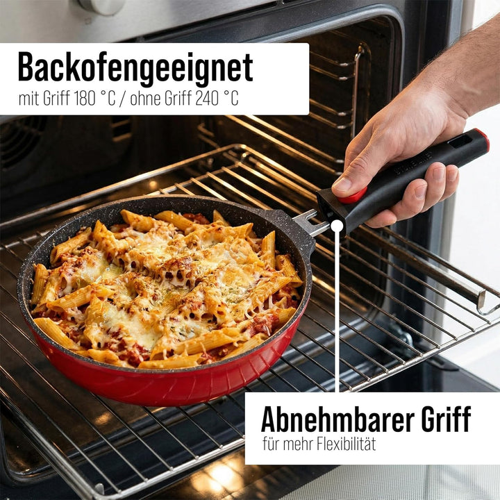 STONELINE SMART Bratpfanne 24 cm, Pfanne Aluguss, Abnehmbarem Griff, Pfanne Induktion, Alle Herdarte