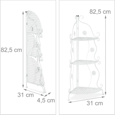 Relaxdays Blumenregal Metall, 3-stufiges Pflanzenregal, HxBxT: 82,5 x 31 x 31 cm, innen & aussen, Re