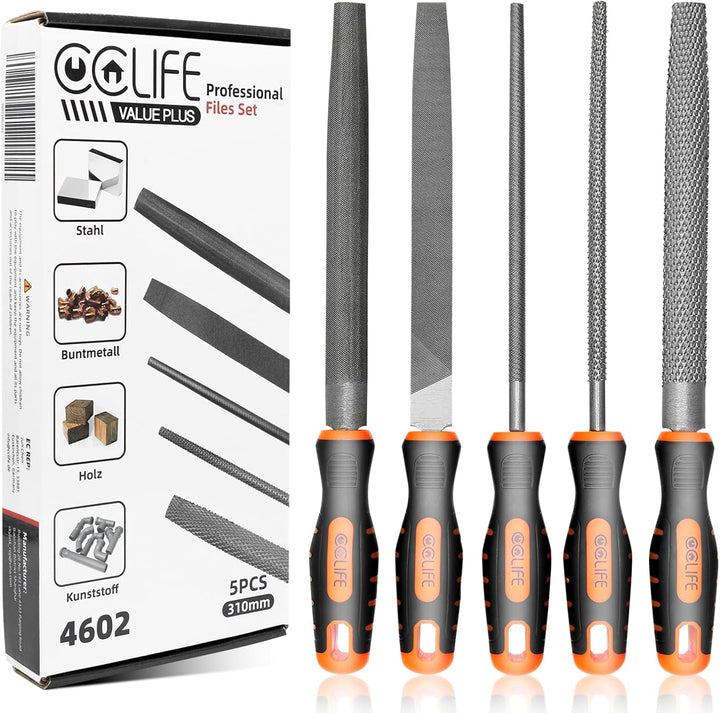CCLIFE Feilenset 5tlg Metallfeile Profi Werkstattfeilen Set inkl. Flachstumpfeile, Halbrundfeile, Ru