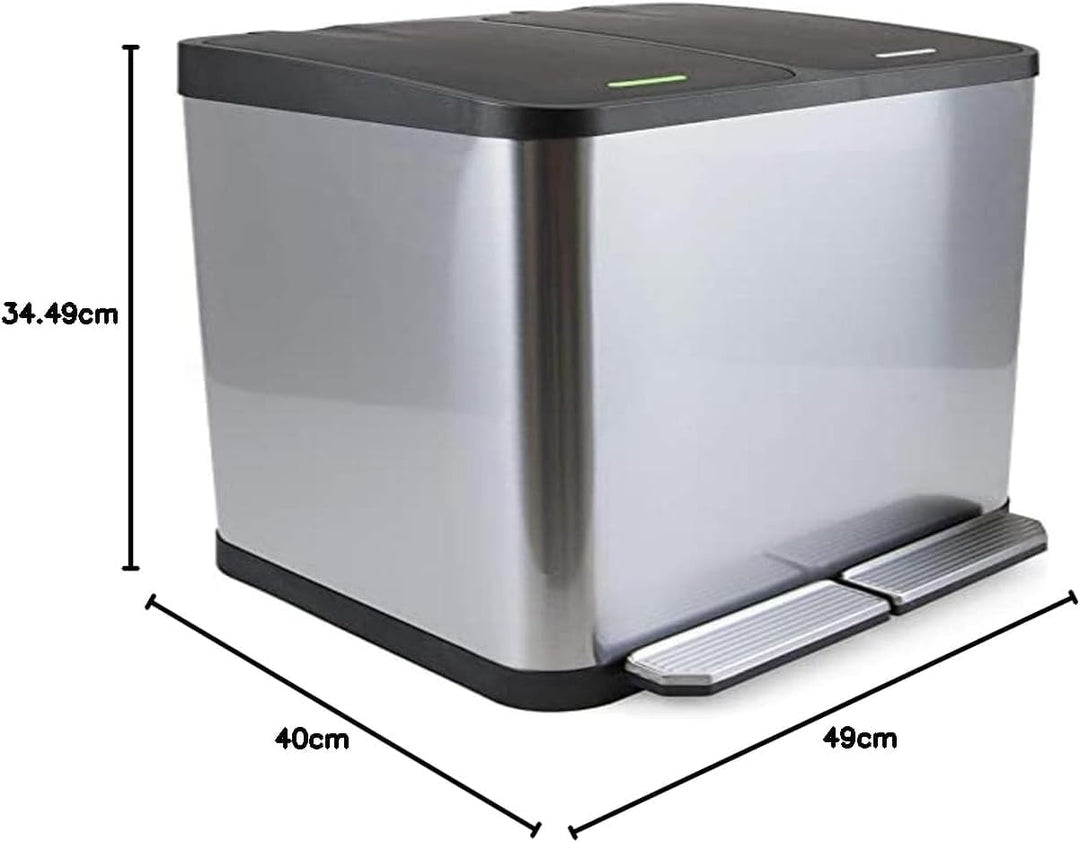 Emuca - Aussenbehälter mit 2 Fächern à 15 Liter, Treteimer, Abfallsammler, Edelstahl 15L 2 Fächern,