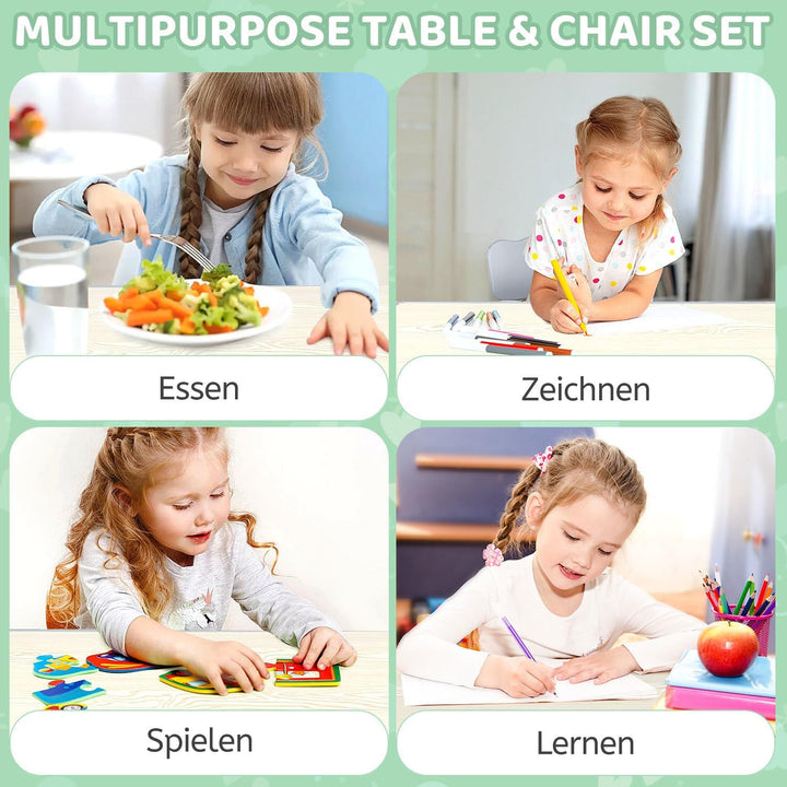 Verstellbares Kinder Schreibtisch Set mit 1 Tisch und 4 Stühlen - Höhenverstellbar, Multifunktional,