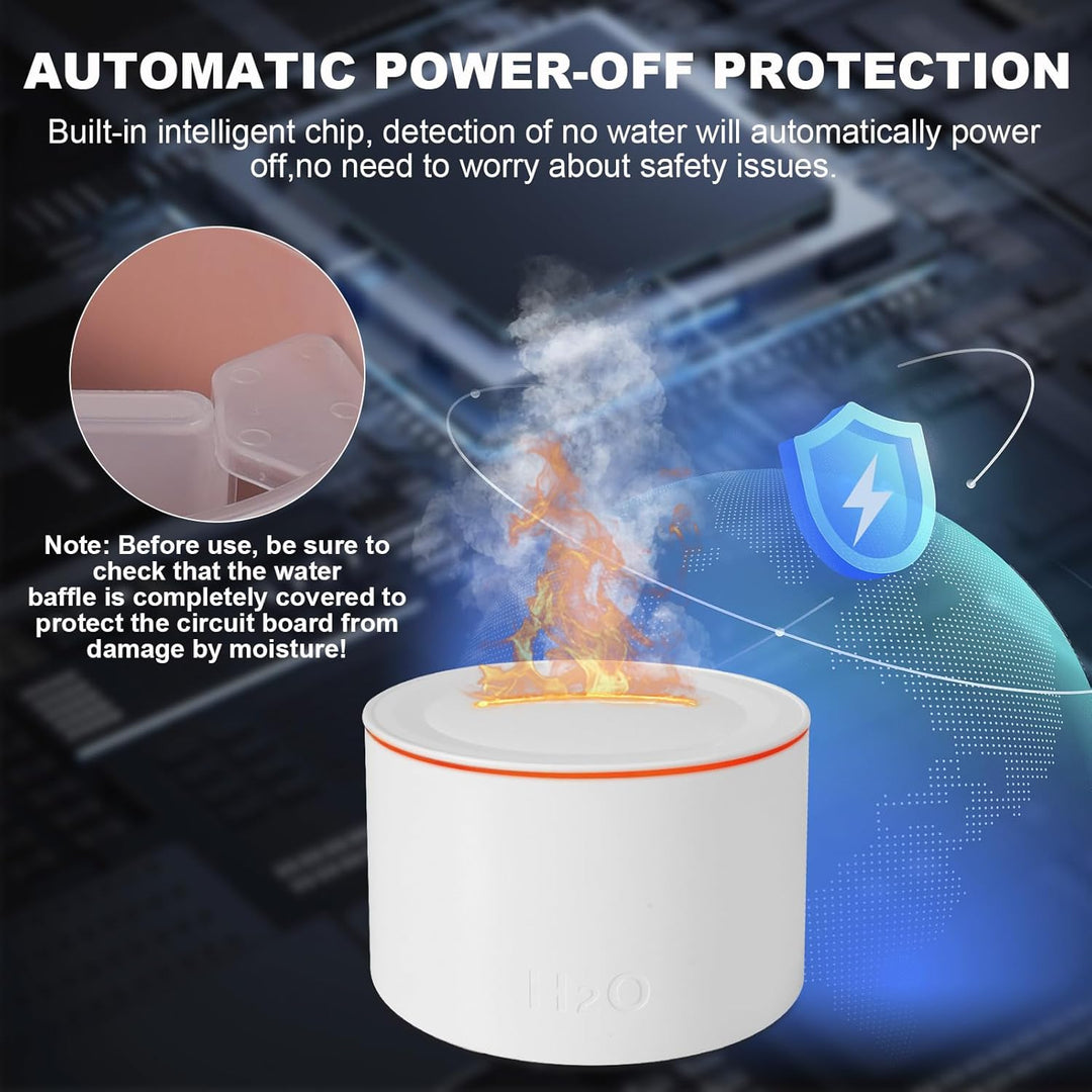 Vulkan Luftbefeuchter Flammen Aroma Diffusor: 160 ml Ultra-Leiser Kaltnebel-Diffusor mit 7 Flammenef