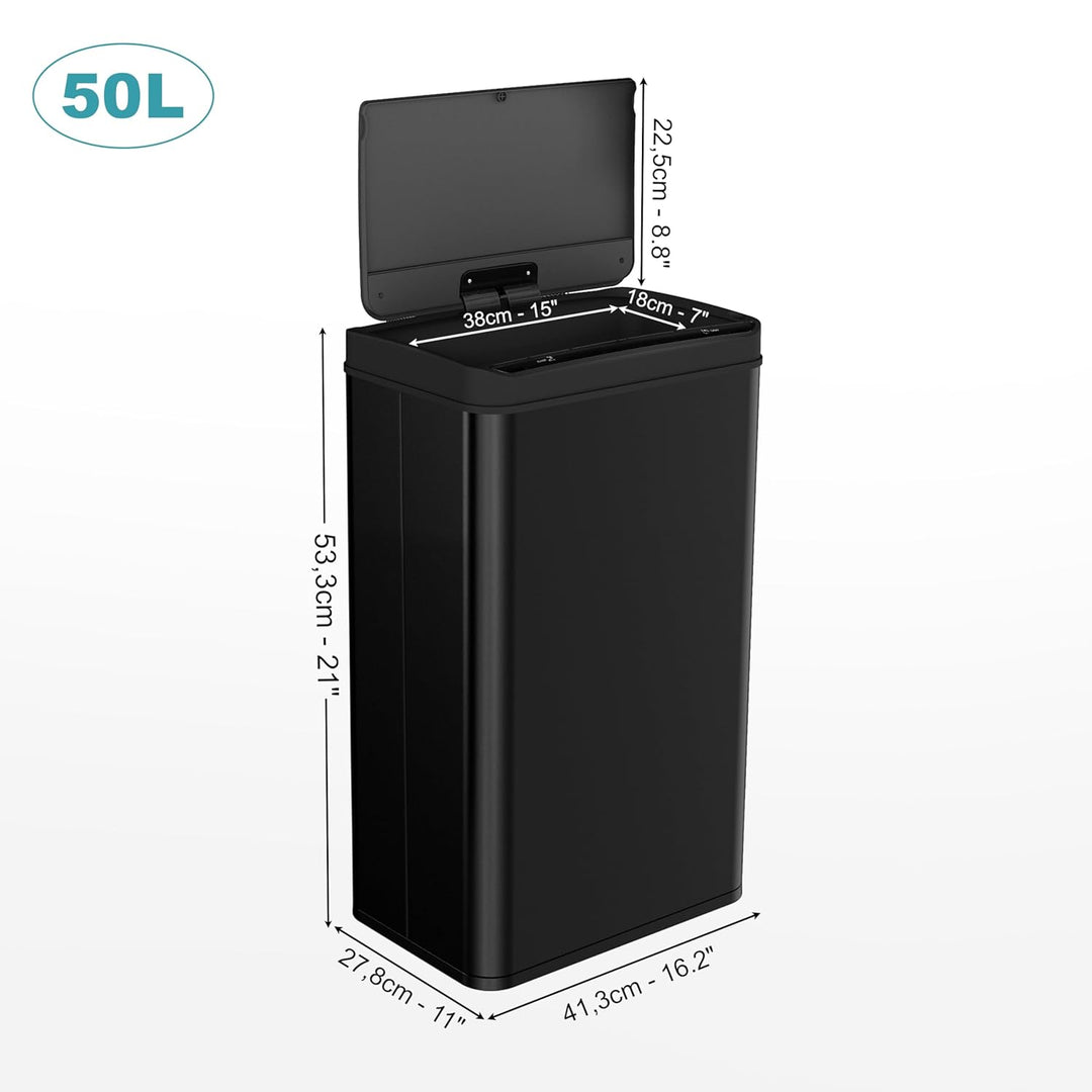 Ribelli Edelstahl Mülleimer 50 Liter - Abfalleimer mit Sensor - Automatisches Öffnen und Schliessen