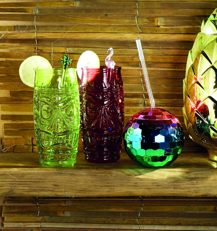 BarCraft Tropical Chic Neuheit Cocktail Rührer, Glas, Transparent, 0.5 x 2.45 x 20 cm, 6-Einheiten
