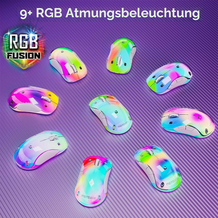 memzuoix LED Kabellose Maus – Wiederaufladbare 2.4G Optische Maus mit Magnetischer Abdeckung, Sanfte
