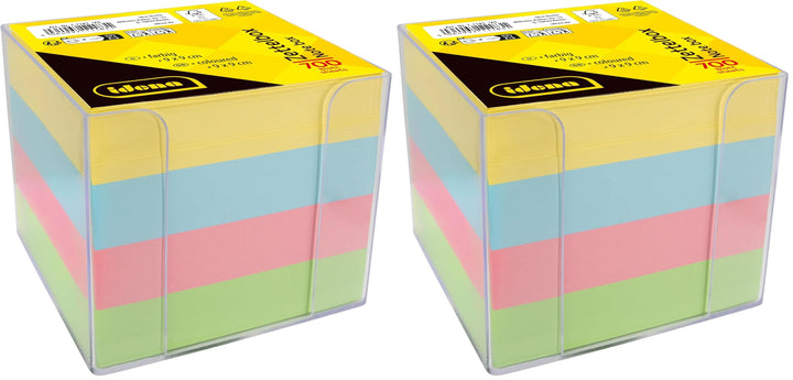 Idena 11183 - Zettelbox, transparent, 9 x 9 x 8 cm, inkl. 700 Blatt Zettelblock, FSC-Mix Papier in 4