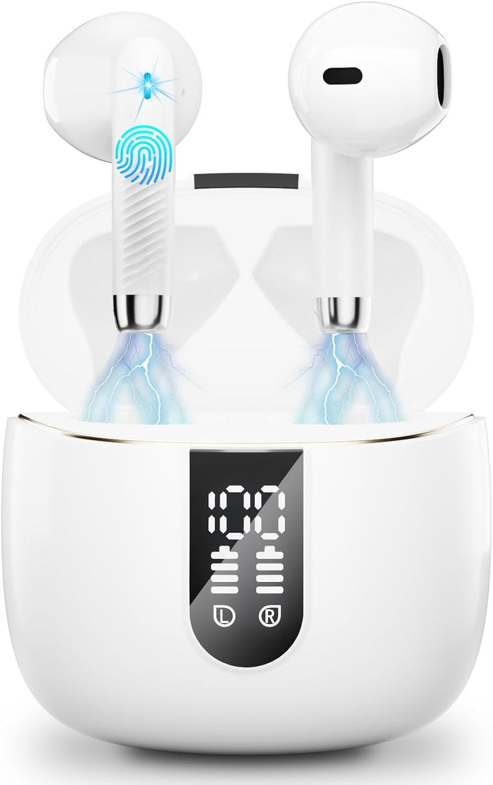 Bluetooth 5.3 Kopfhörer, In Ear Kopfhörer Kabellos mit 4 Mic, 48H Tiefer Bass Spielzeit Wireless Ear