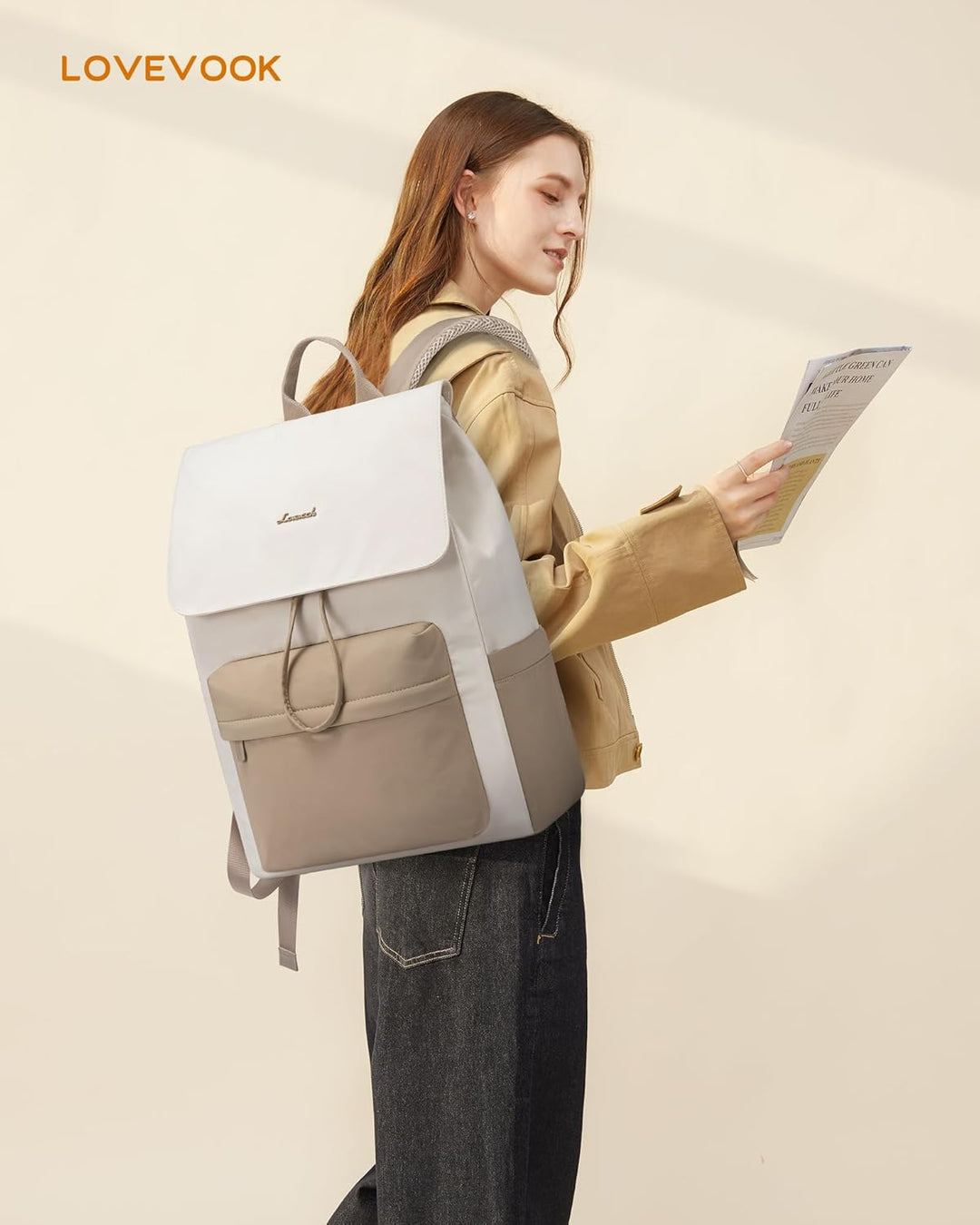 LOVEVOOK Rucksack Damen,17.3 Zoll Laptop Schulrucksack Teenager Wasserdicht Mädchen Leichter Schulta