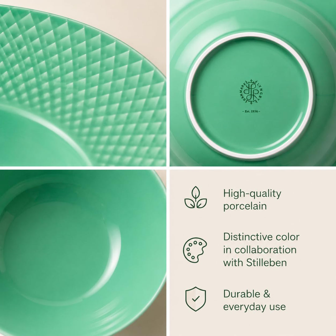 Lyngby Porcelæn Tiefer Teller Ø24.5 cm Rhombe Color Mix & Match Porzellan, grün, Grün