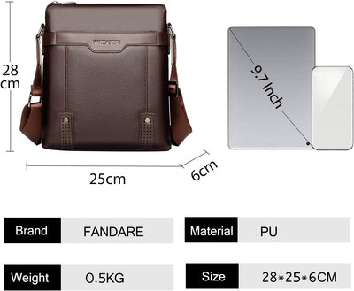 FANDARE Umhängetasche/Laptoptasche Herren, PU Schultertasche Herren, Business Crossbody Reisetasche