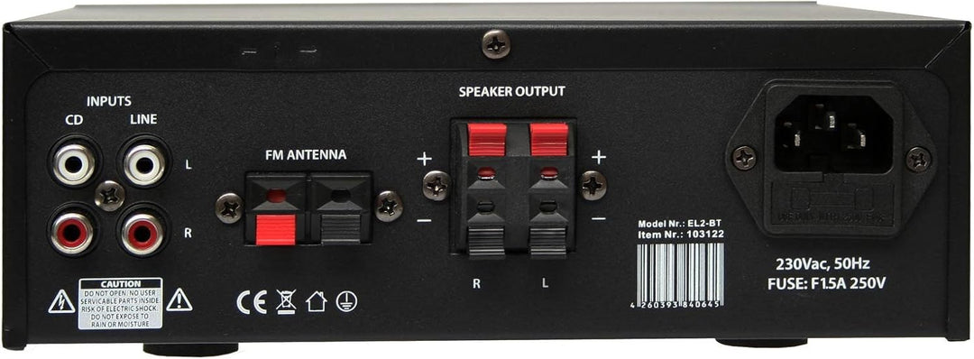 E-Lektron EL-2BT HiFi Stereo Class-D Verstärker mit Bluetooth/FM-Radio / MP3 / Karaoke