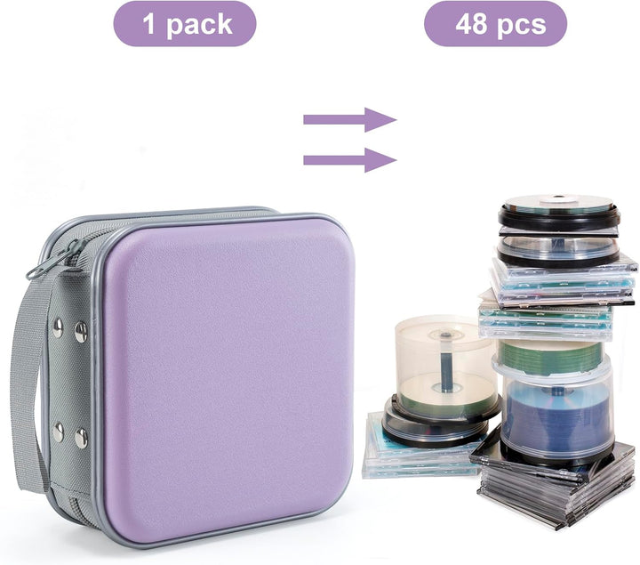 UENTIP CD-Hülle mit 48 Kapazitäten, tragbare DVD-Hülle aus Hartplastik, CD-Organizer, Brieftasche, s