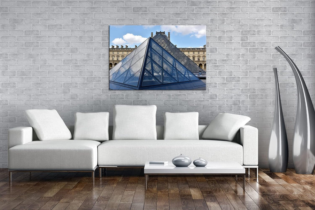 deyoli Jalousie Pyramide in Paris Format: 80x60 als Leinwandbild, Motiv fertig gerahmt auf Echtholzr