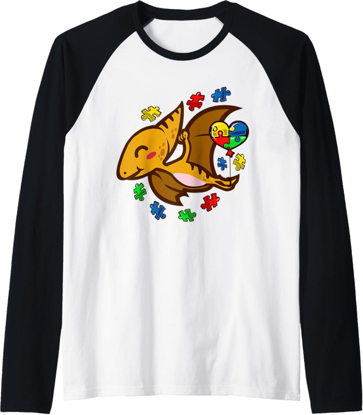 Autismus-Bewusstsein niedlich Pterosaurier Dinosaurier Raglan