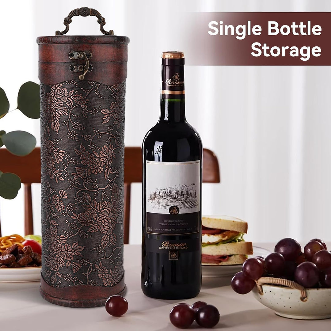 Vintage Hölzerne Weinkiste, Hölzerne Einzelne Weinflasche Geschenk-Box Mit Griff Einzelne Flasche Ho