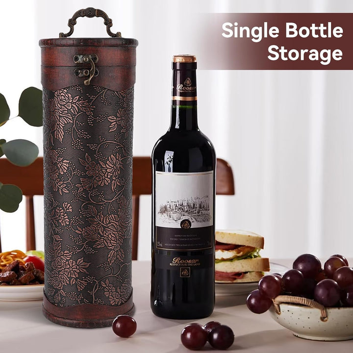 Vintage Hölzerne Weinkiste, Hölzerne Einzelne Weinflasche Geschenk-Box Mit Griff Einzelne Flasche Ho