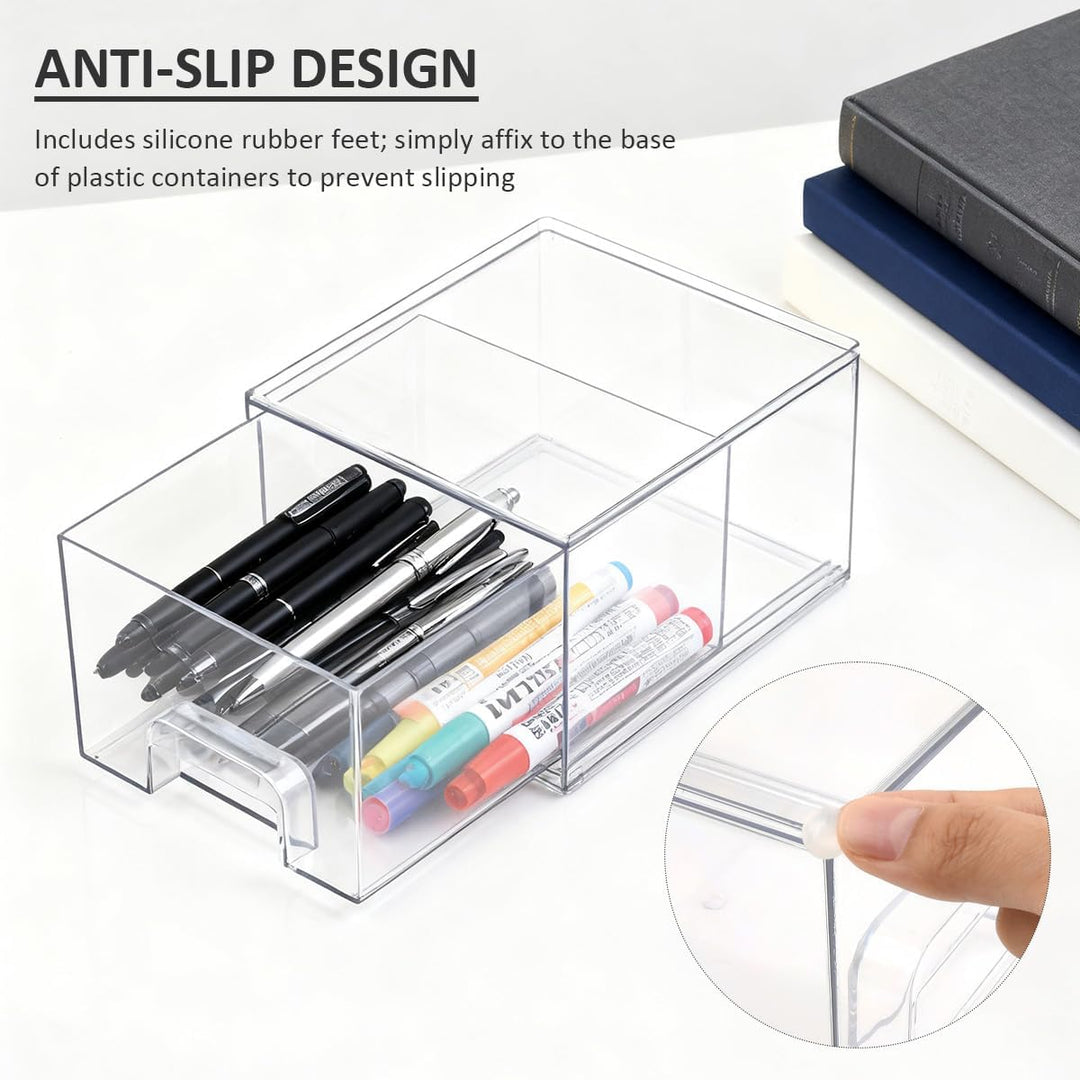 2 Stück Schubladen Organizer Stapelbar,Transparent Badezimmer Organizer mit Schubladen,Organizer Bad