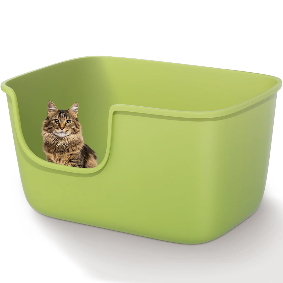 Vealind Grosse Katzenklo XXL Katzentoilette für Mehrkatzenhaushalte， 56L x 41W x 31H cm Offene Katze