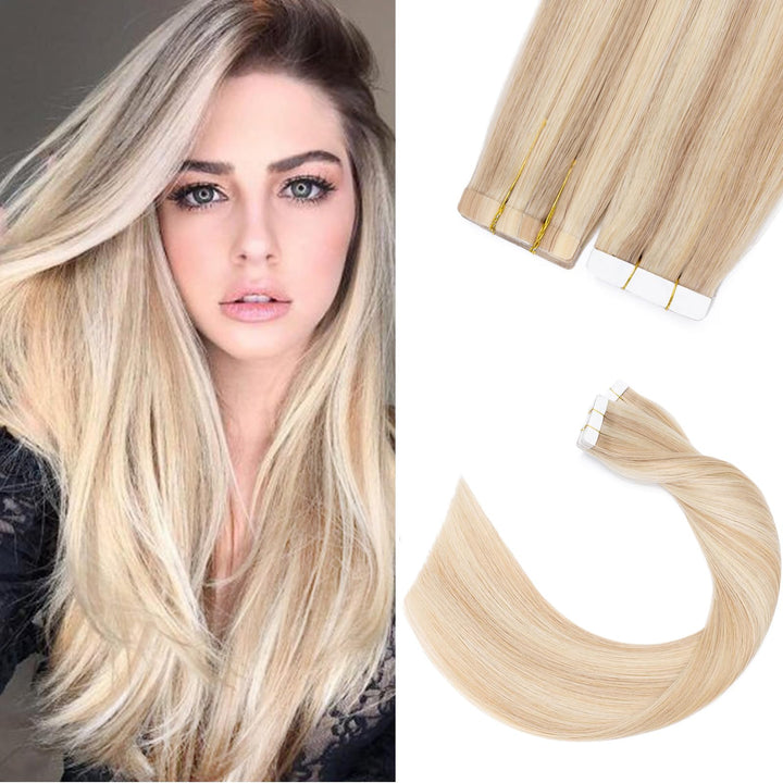 Silk-co Tape Extensions Echthaar 20g, leicht Version Tape in Extensions Echthaar 20pcs, Remy Invisib