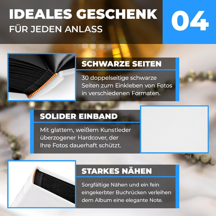 Maverton Fotoalbum zum Selbstgestalten + mit Aufdruck - für 240 Fotos 10x15-60 schwarze Seiten - Grö
