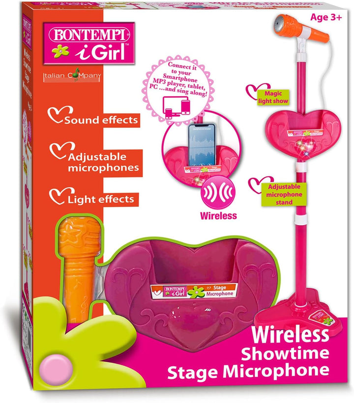 BONTEMPI - Wirelessstage Mic kabelloses Bühnenmikrofon für grenzenlose Auftritte Rosa verstellbare S