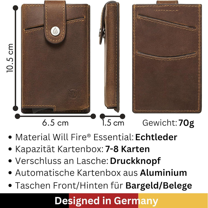 Will Fire® Essential | Slim Wallet | Kartenetui für bis zu 10 Karten | Kreditkartenetui | Cardholder
