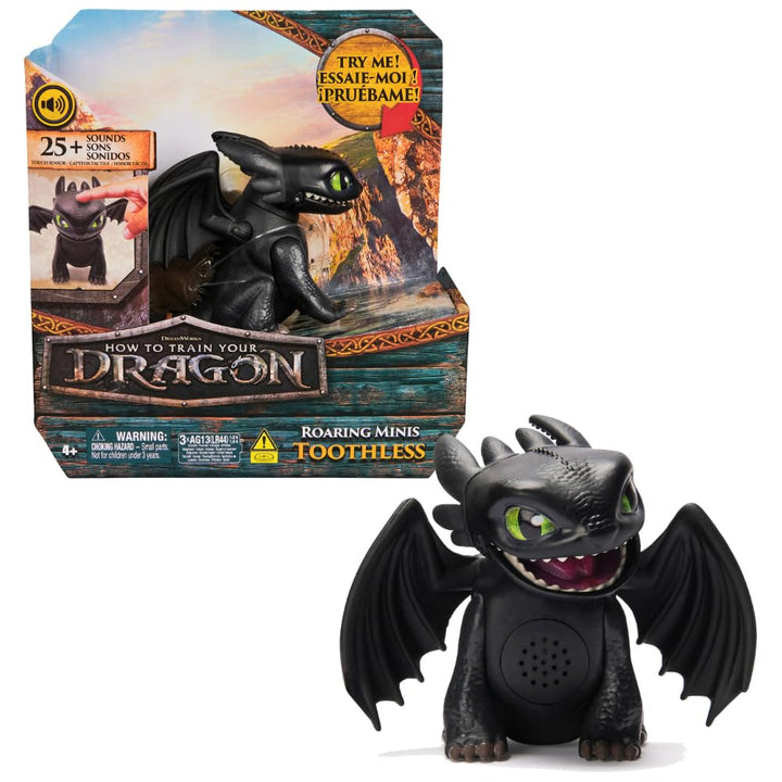 Dreamworks How to Train your Dragon, Interaktiver Mini-Drache Ohnezahn, Figur mit Soundeffekten, Spi