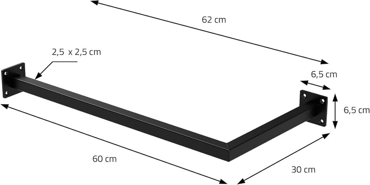 ML-Design Kleiderstange Übereck für die Wand, T30cm x B60cm, Schwarz, aus Stahl, rostfrei, Garderobe