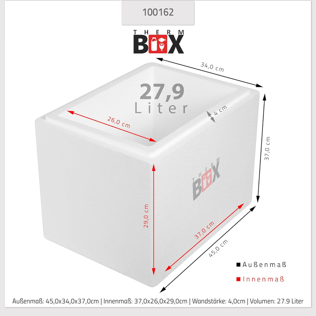 THERM BOX Styroporbox XL Verschiedene Grössen Volumen 24 bis 45L Isolierbox Thermobox Kühlbox Warmha