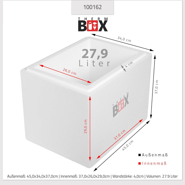 THERM BOX Styroporbox XL Verschiedene Grössen Volumen 24 bis 45L Isolierbox Thermobox Kühlbox Warmha