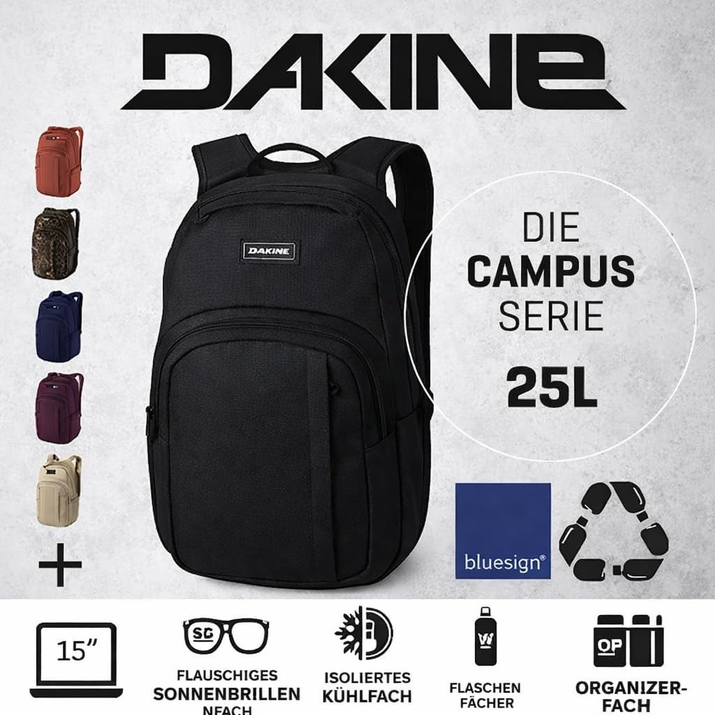 Dakine Rucksack Campus 25L - Für Damen und Herren - Für Schule, Laptop & Reisen - Mit Laptopfach - W