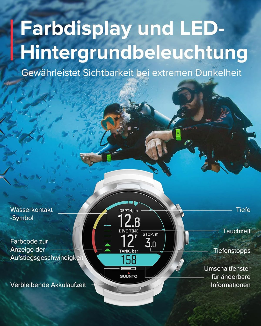 Suunto Dive D5 Tauchcomputer Weiss, Weiss