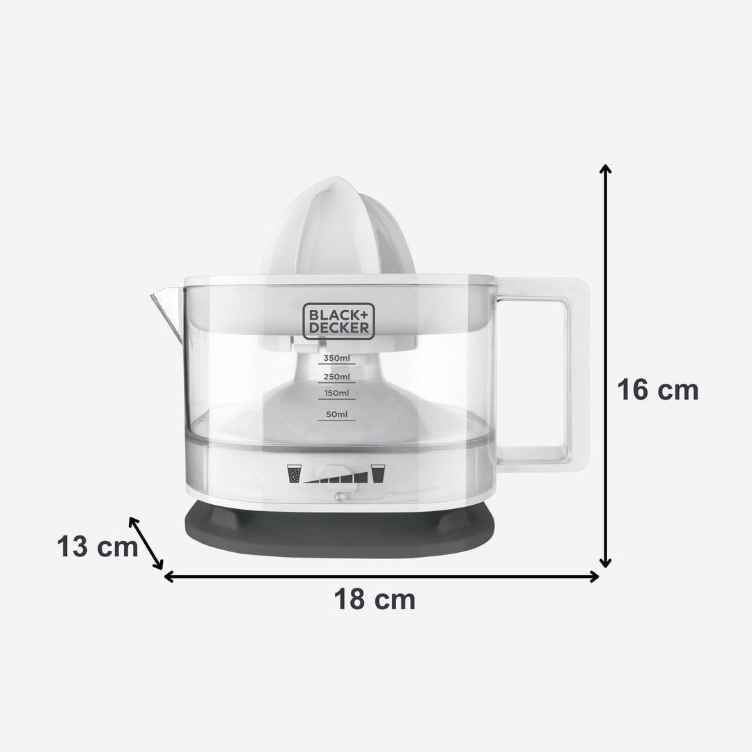 Black+Decker - BXCJ25E Zitruspresse, 25, Kunststoff, 350 milliliters, Weiss 350ml weiss, 350ml weiss