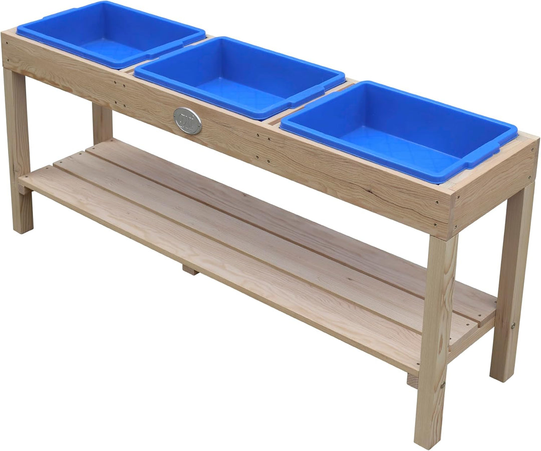 AXI Sand und Wassertisch aus Holz | Sandtisch/Matschtisch mit 3 Behältern & Ablagefläche | 124 x 50