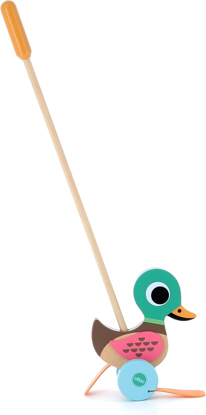 Vilac VIL7785 Push Ente, Mehrfarbig Ente Mehrfarbig, Ente Mehrfarbig