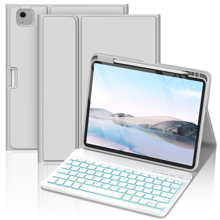 MMK Hülle mit Tastatur für iPad Air 11" M4 2026/M3 2025/M2 2024, QWERTZ Grau, Grau